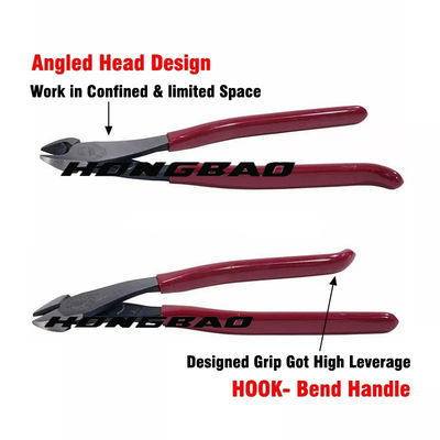 Pinces diagonales de coupure latérales 1000v 180mm 6" Bent Angle Head Body Nose 8 11" tête mince